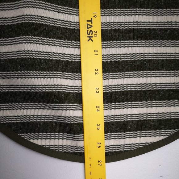 Eddie Bauer Ladies Size Medium Army Green/Off White Striped Fleece Lined Hoodie - Picture 12 of 13